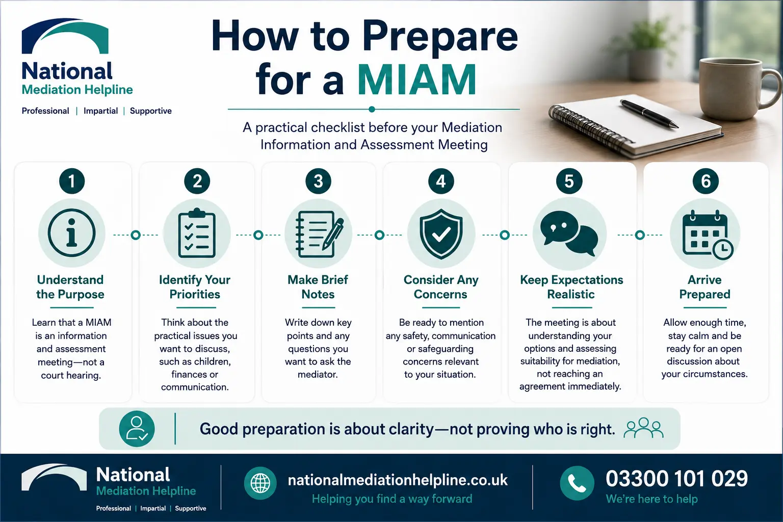 How to prepare for a miam in Berkshire How to prepare for a miam infographics , explaining How to prepare for a miam in Berkshire: Understand how to prepare for a miam in 6 Steps
